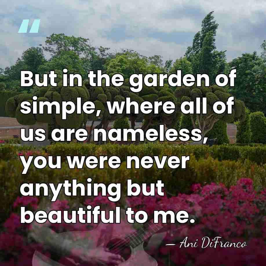 But in the garden of simple, where all of us are nameless,&hellip; - Ani DiFranco