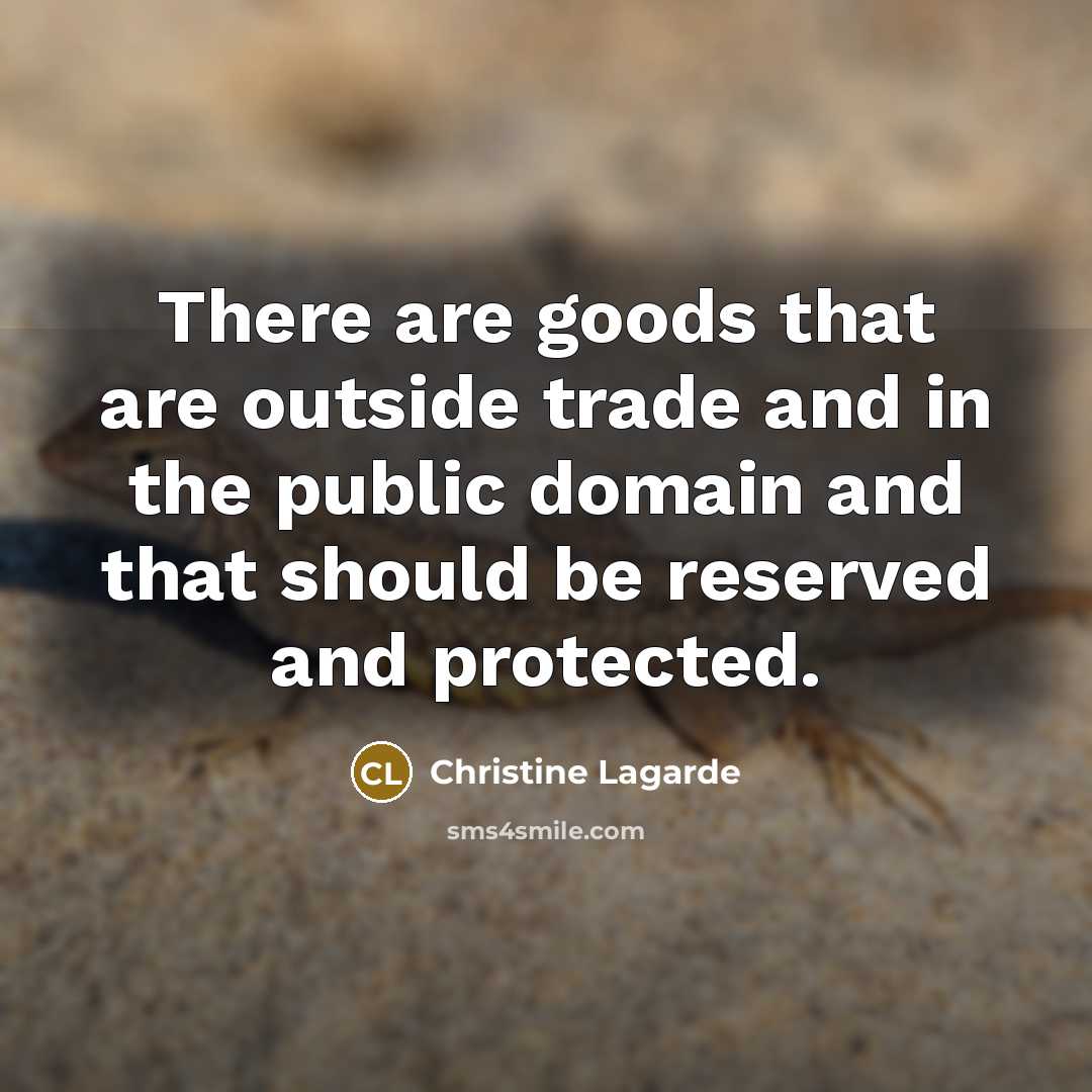 “There are goods that are outside trade and in the…” quote by Christine Lagarde