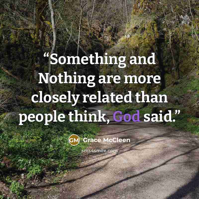 “Something and Nothing are more closely related than people think, God said.” quote by Grace McCleen