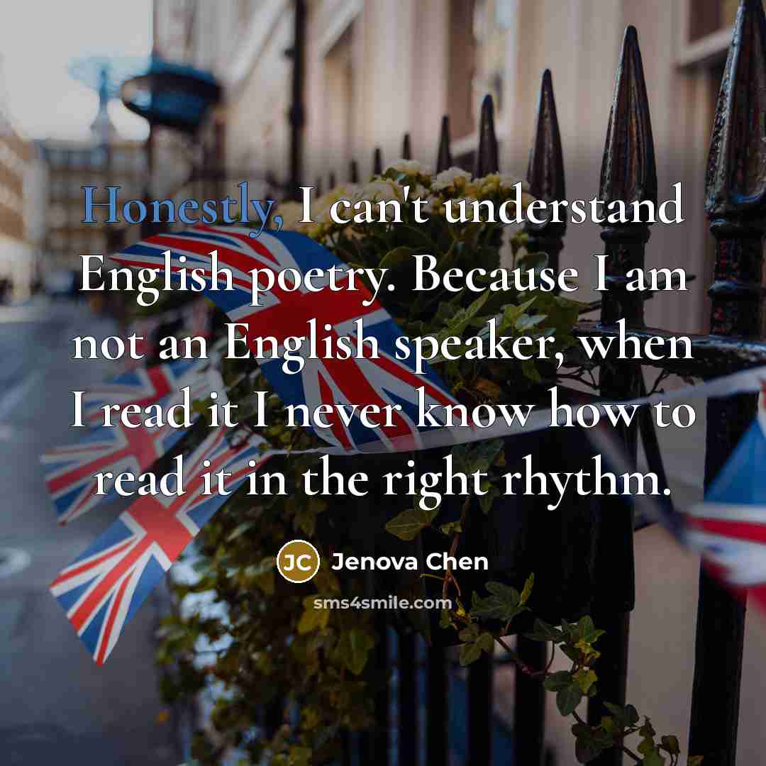 “Honestly, I can't understand English poetry. Because I am not…” quote by Jenova Chen