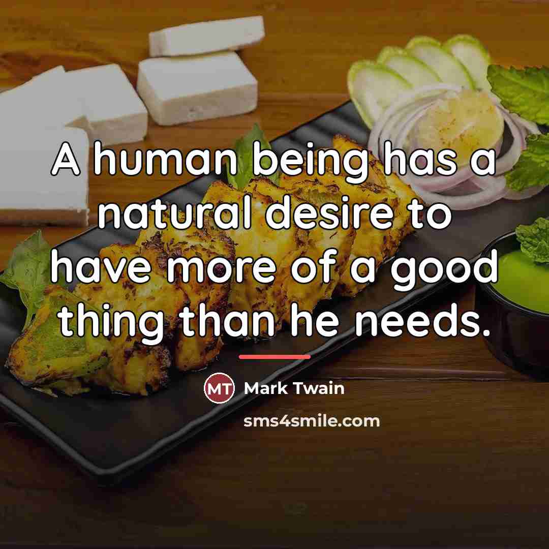 “A human being has a natural desire to have more…” quote by Mark Twain