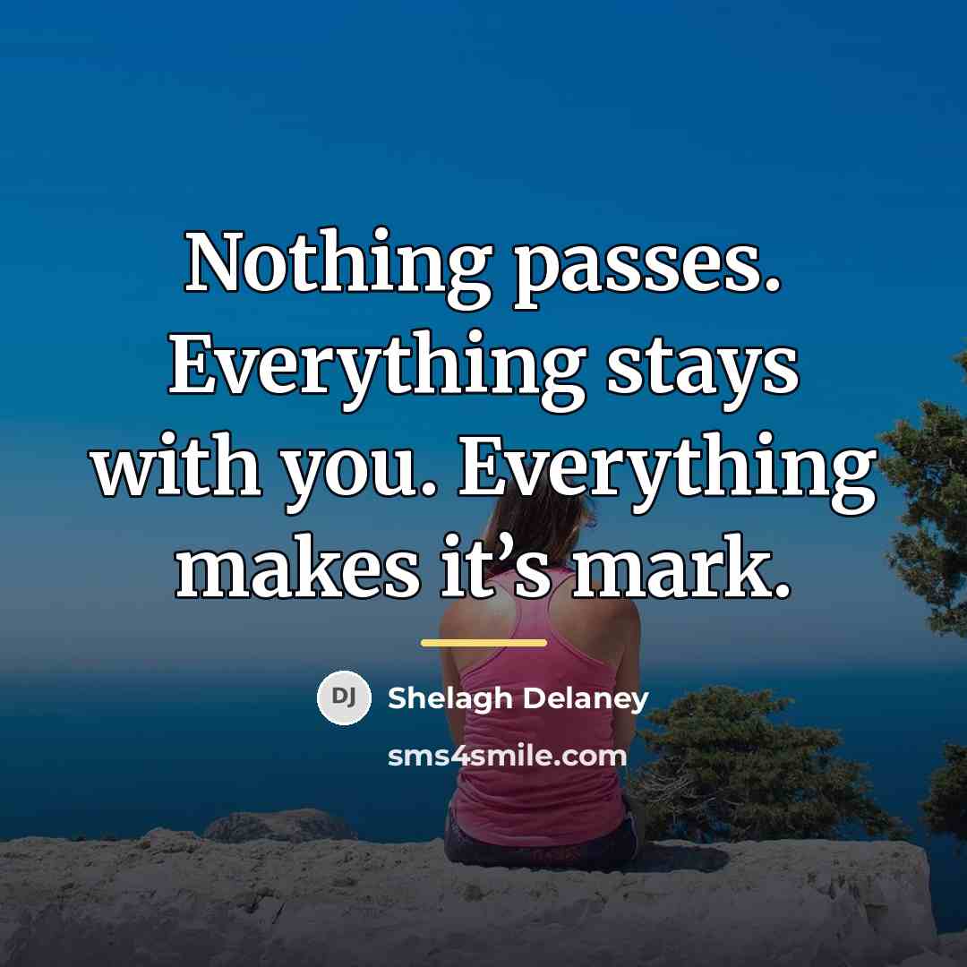 “Nothing passes. Everything stays with you. Everything makes it’s mark.…” quote by Shelagh Delaney