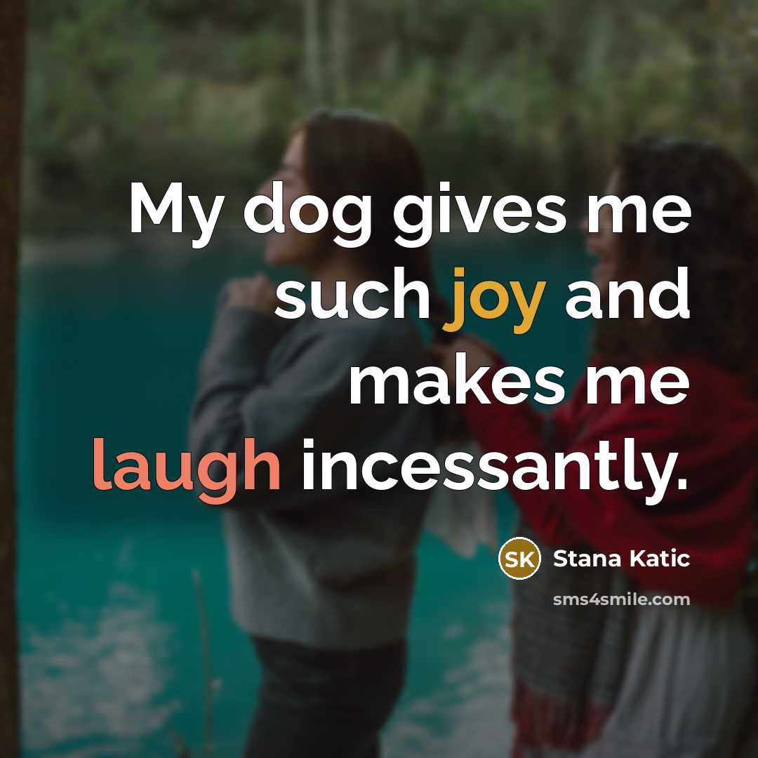 “My dog gives me such joy and makes me laugh…” quote by Stana Katic