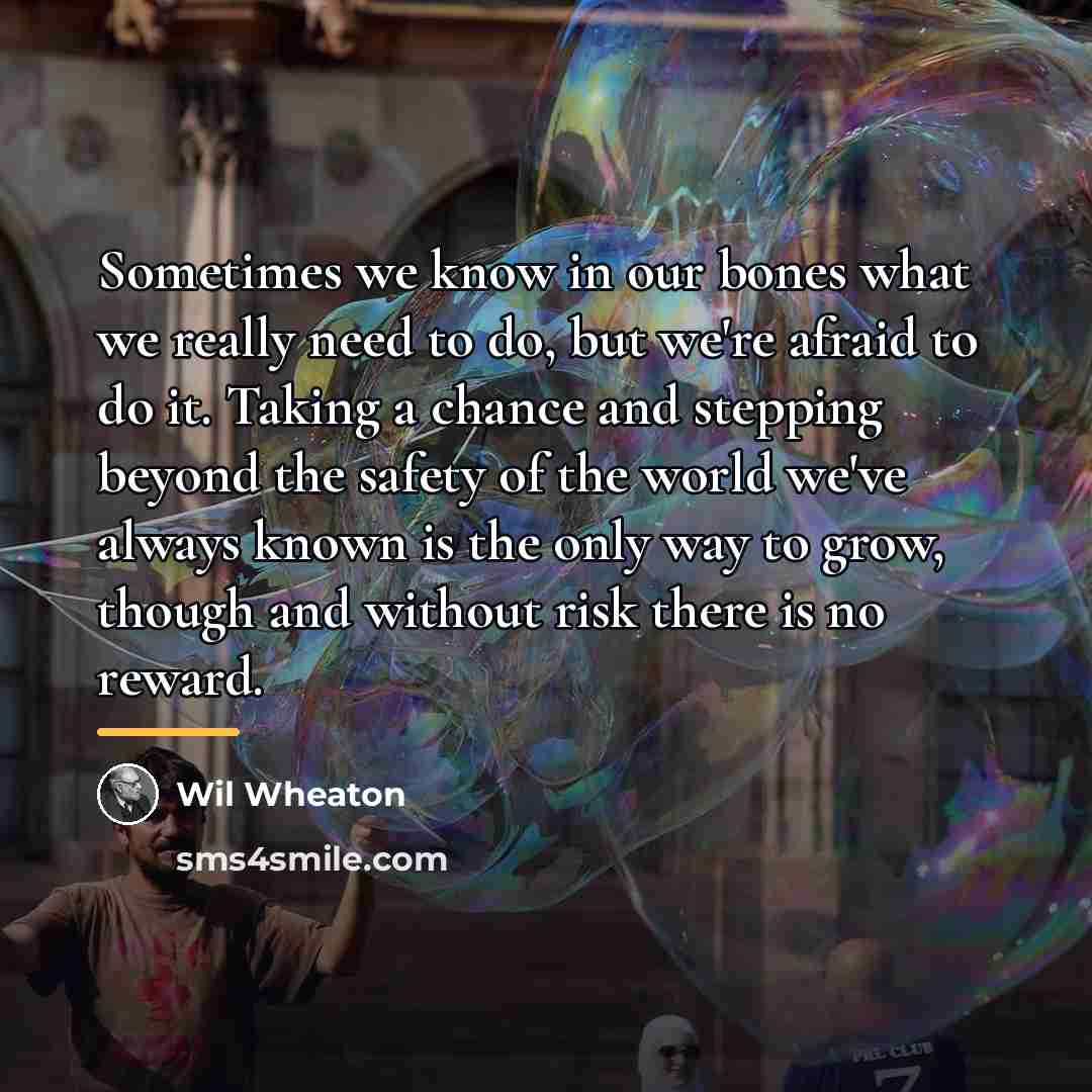 “Sometimes we know in our bones what we really need…” quote by Wil Wheaton