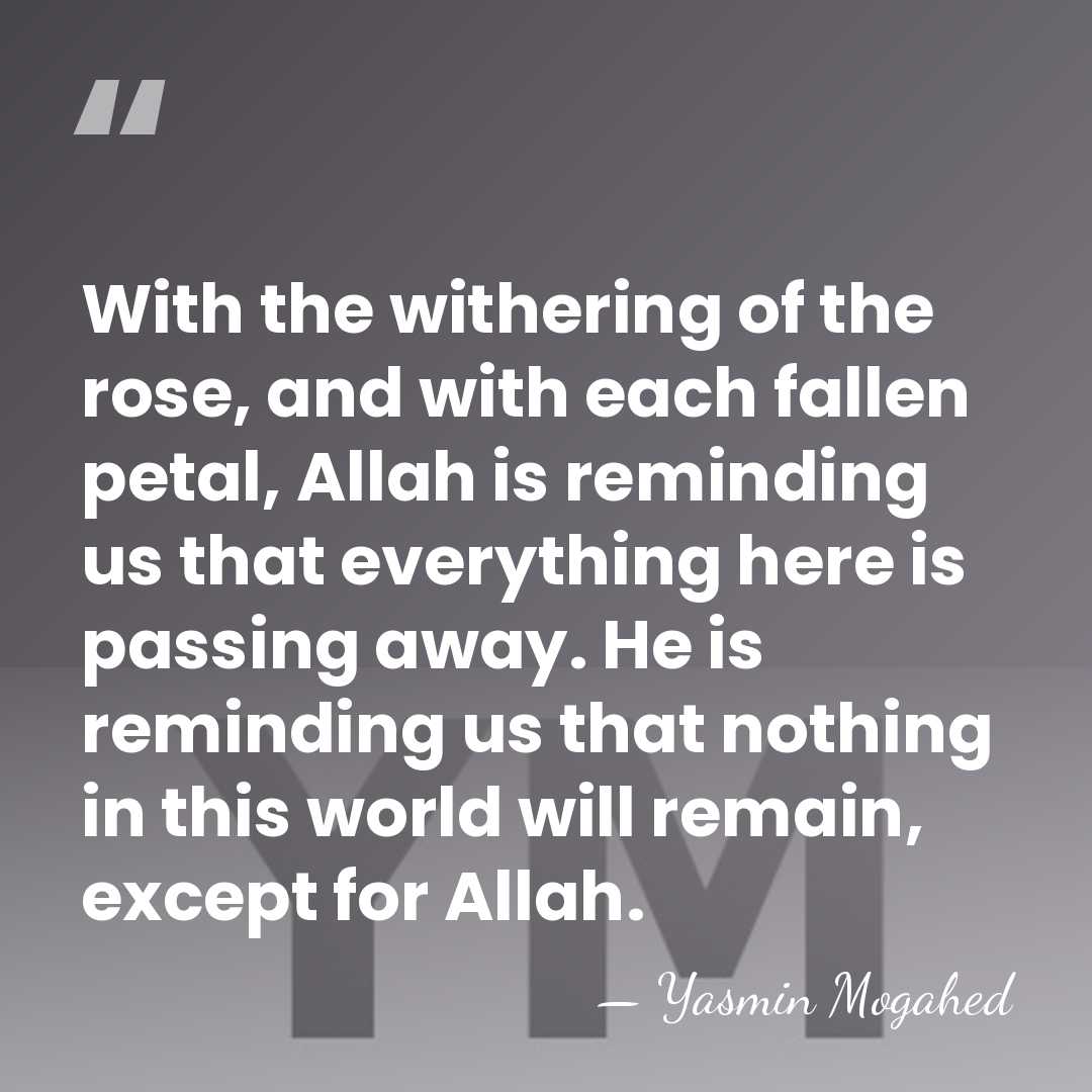 With the withering of the rose, and with each fallen petal, Allah&hellip; - Yasmin Mogahed