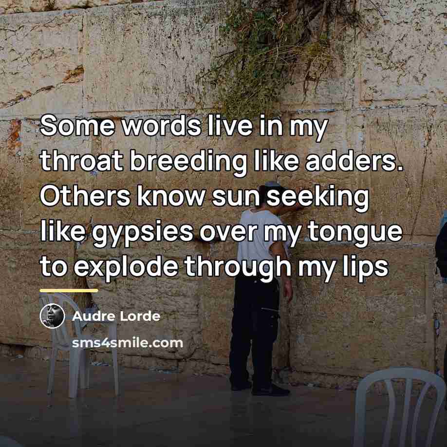 “Some words live in my throat breeding like adders. Others…” quote by Audre Lorde