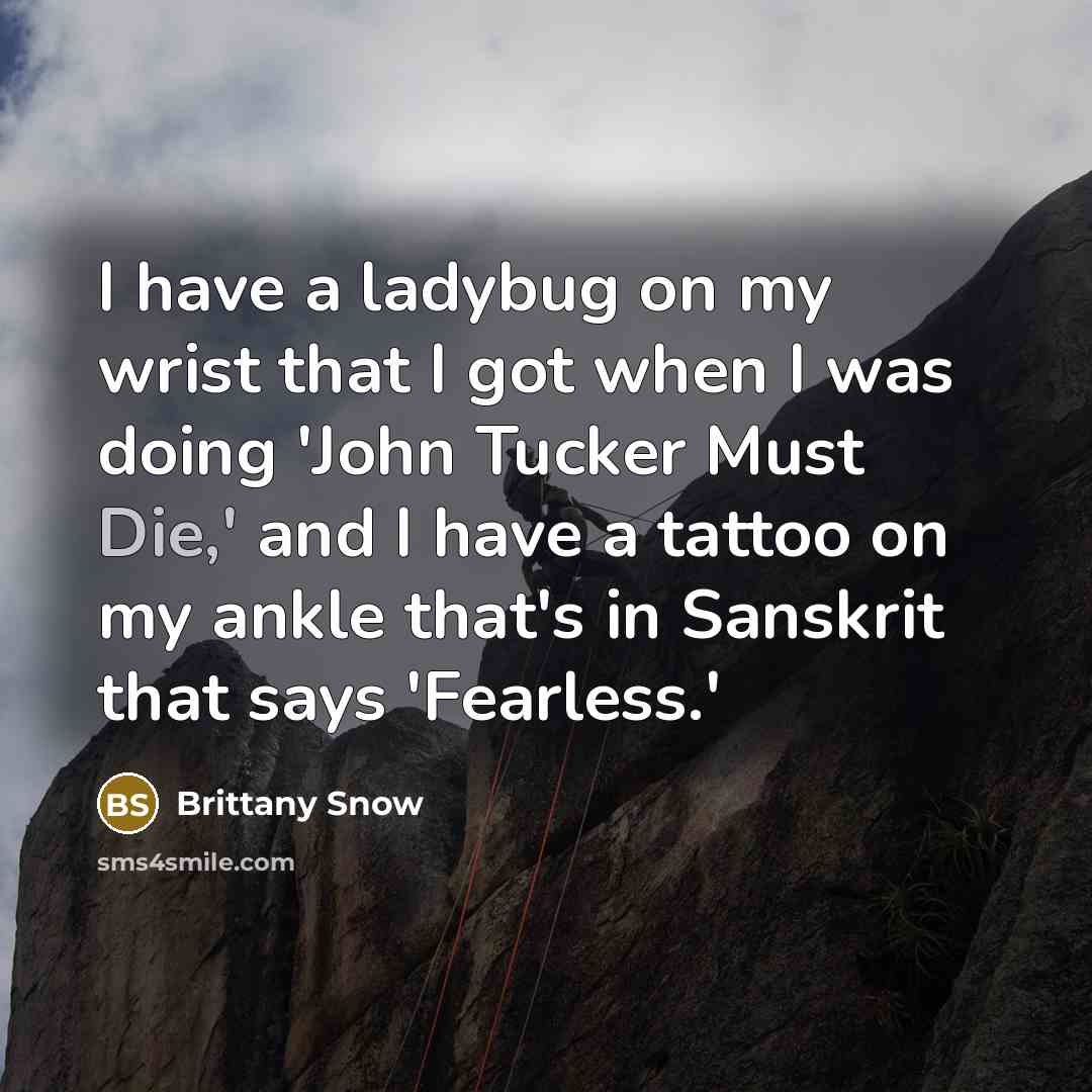 “I have a ladybug on my wrist that I got…” quote by Brittany Snow