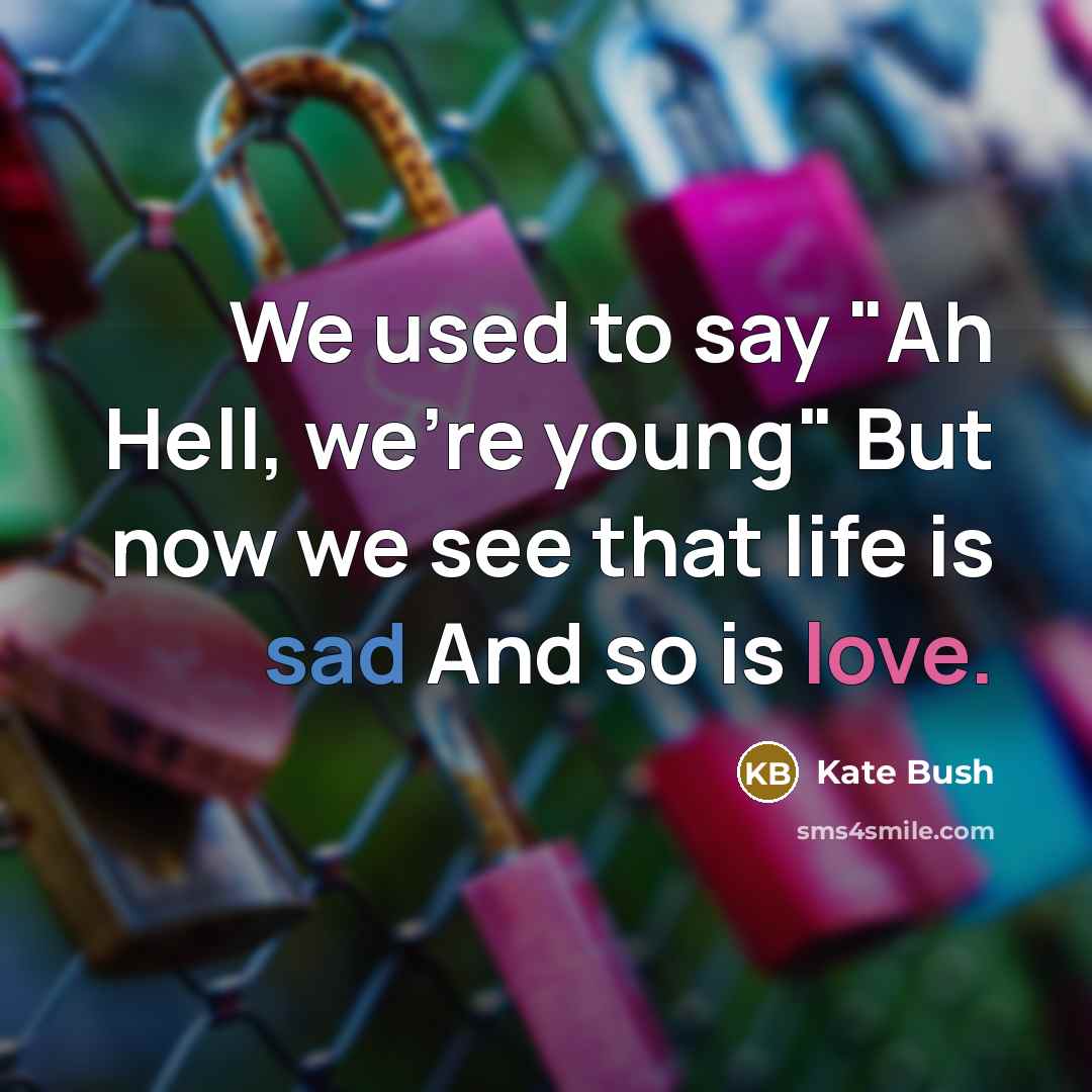 “We used to say "Ah Hell, we're young" But now…” quote by Kate Bush