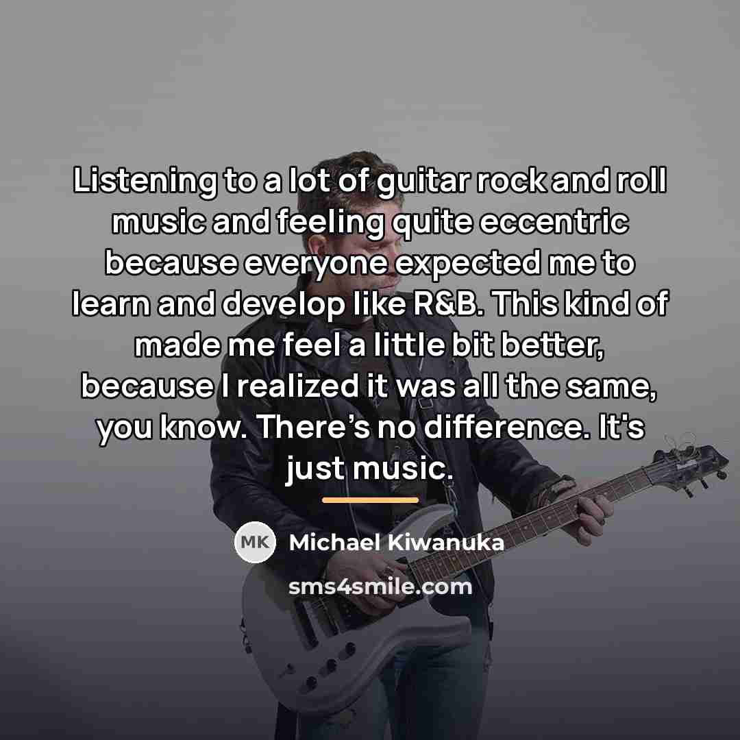 “Listening to a lot of guitar rock and roll music…” quote by Michael Kiwanuka