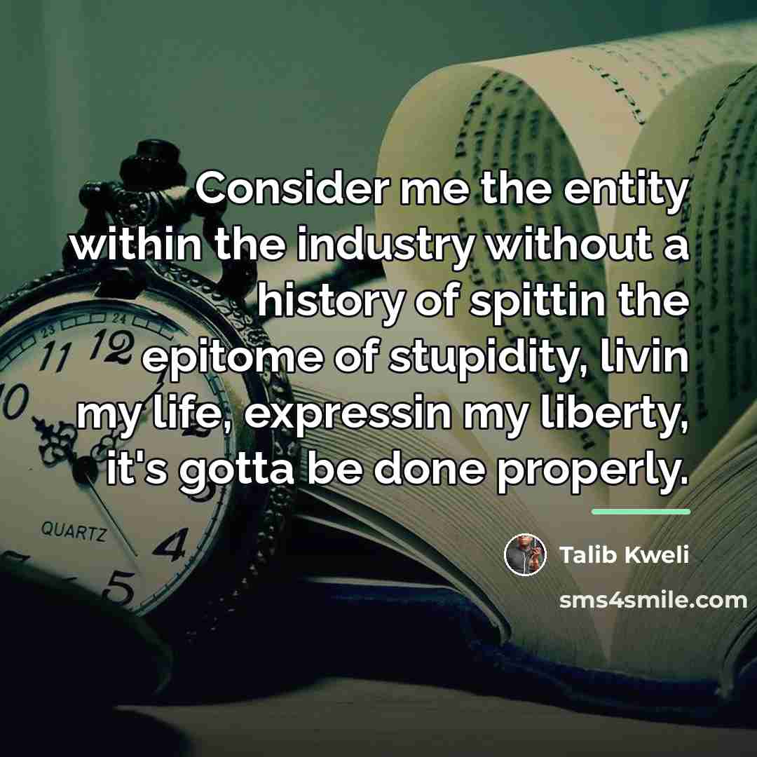 “Consider me the entity within the industry without a history…” quote by Talib Kweli