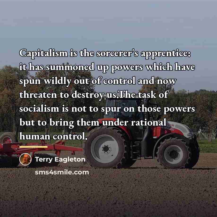 “Capitalism is the sorcerer's apprentice: it has summoned up powers…” quote by Terry Eagleton