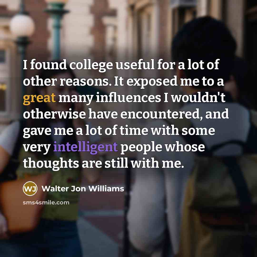 “I found college useful for a lot of other reasons.…” quote by Walter Jon Williams
