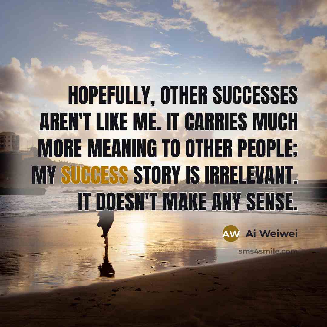 “Hopefully, other successes aren't like me. It carries much more…” quote by Ai Weiwei