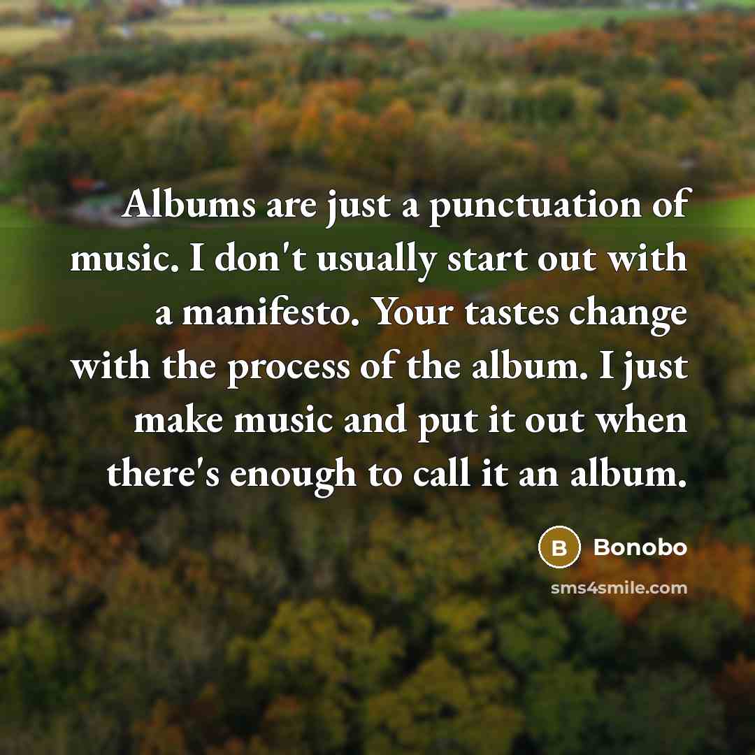 “Albums are just a punctuation of music. I don't usually…” quote by Bonobo