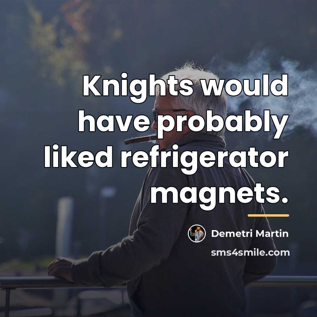 “Knights would have probably liked refrigerator magnets.…” quote by Demetri Martin