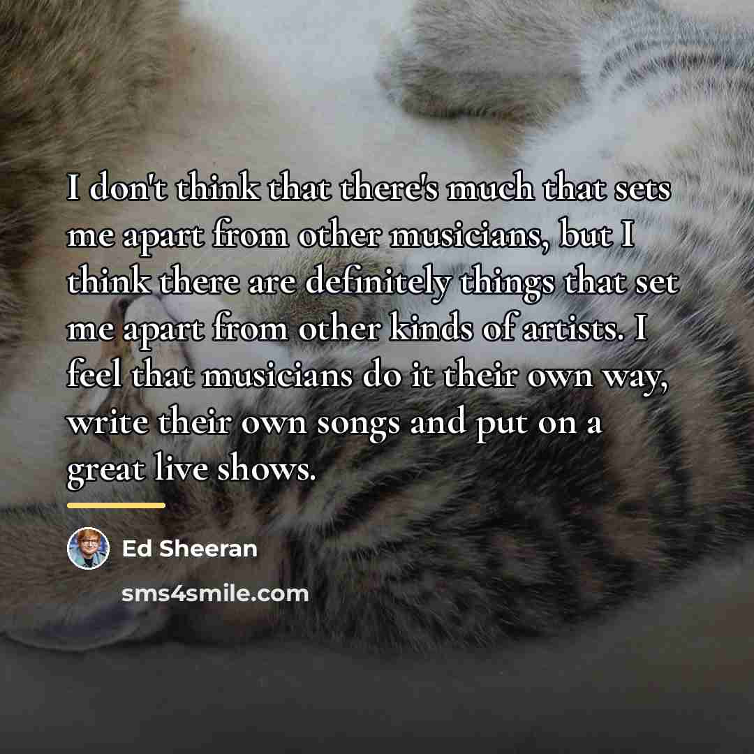 “I don't think that there's much that sets me apart…” quote by Ed Sheeran