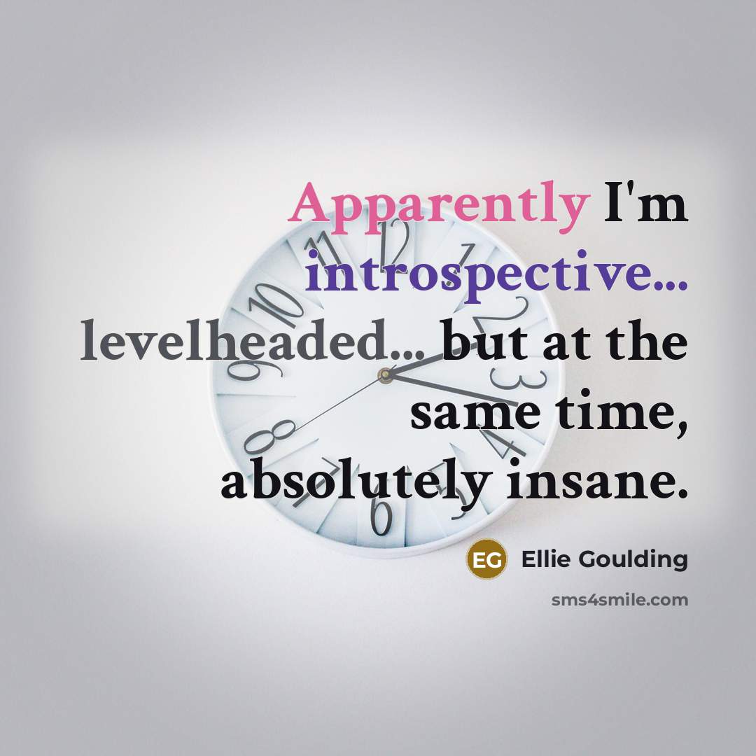 “Apparently I'm introspective... levelheaded... but at the same time, absolutely insane.” quote by Ellie Goulding