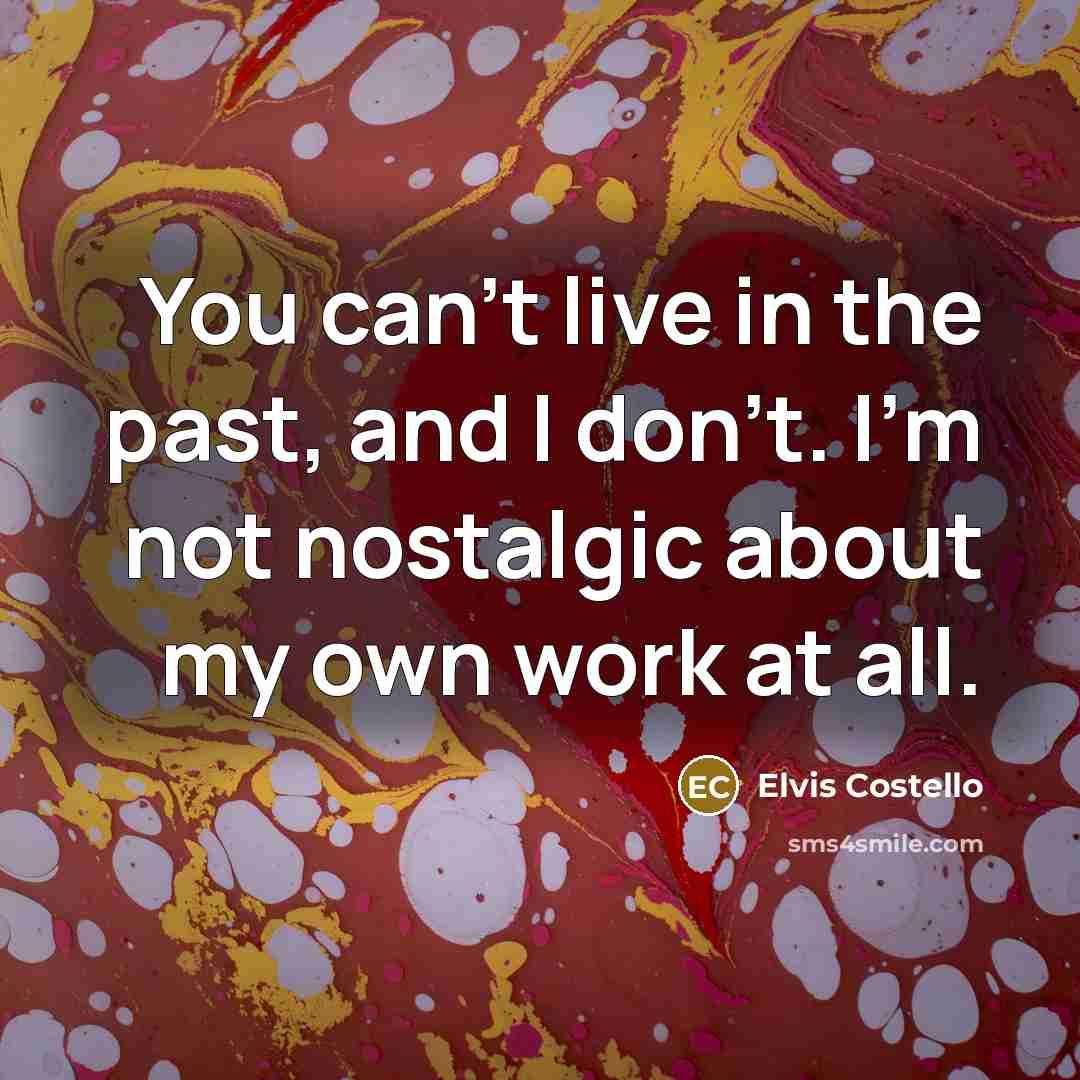 “You can't live in the past, and I don't. I'm…” quote by Elvis Costello