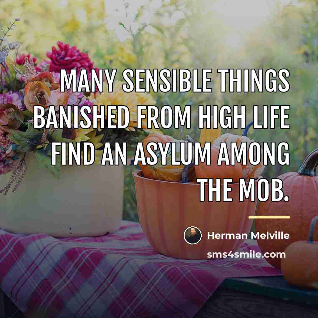 “Many sensible things banished from high life find an asylum…” quote by Herman Melville