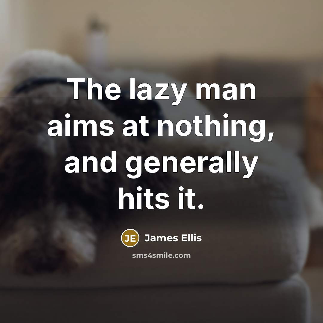 “The lazy man aims at nothing, and generally hits it.…” quote by James Ellis