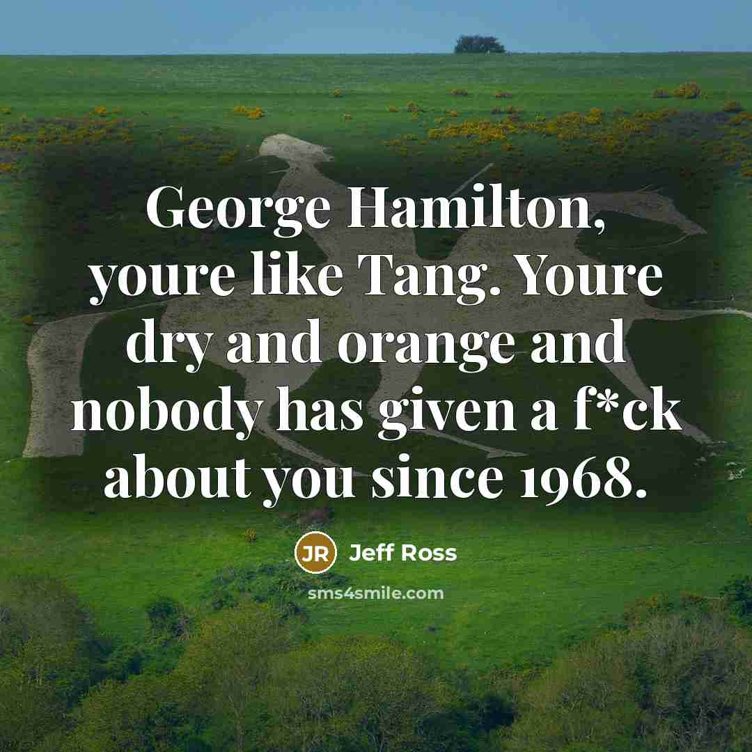 “George Hamilton, youre like Tang. Youre dry and orange and nobody has given a f*ck about you since 1968.” quote by Jeff Ross