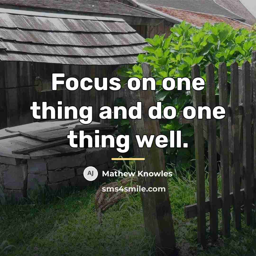 “Focus on one thing and do one thing well.…” quote by Mathew Knowles