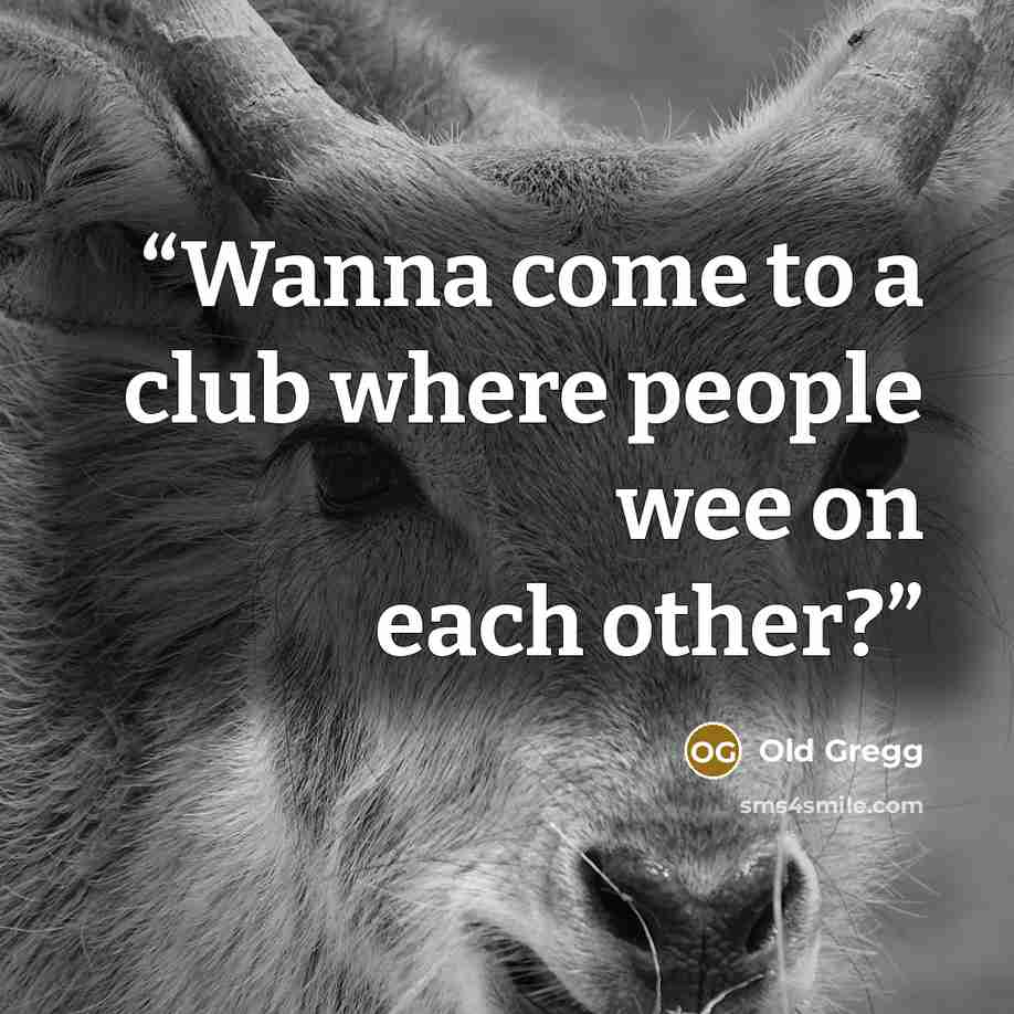 “Wanna come to a club where people wee on each other?” quote by Old Gregg