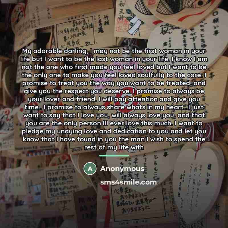 “My adorable darling, I may not be the first woman…” quote by Anonymous