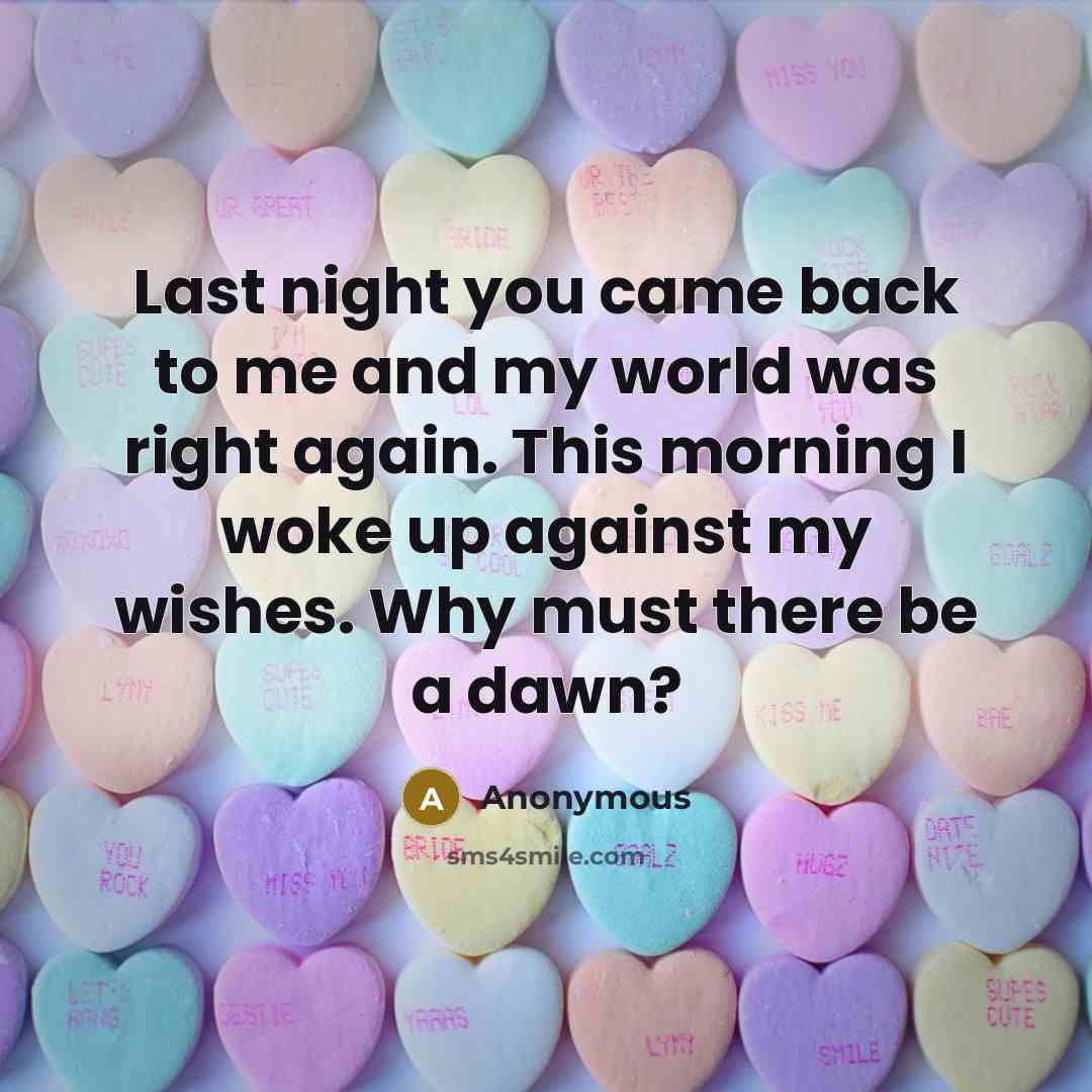 “Last night you came back to me and my world…” quote by Anonymous