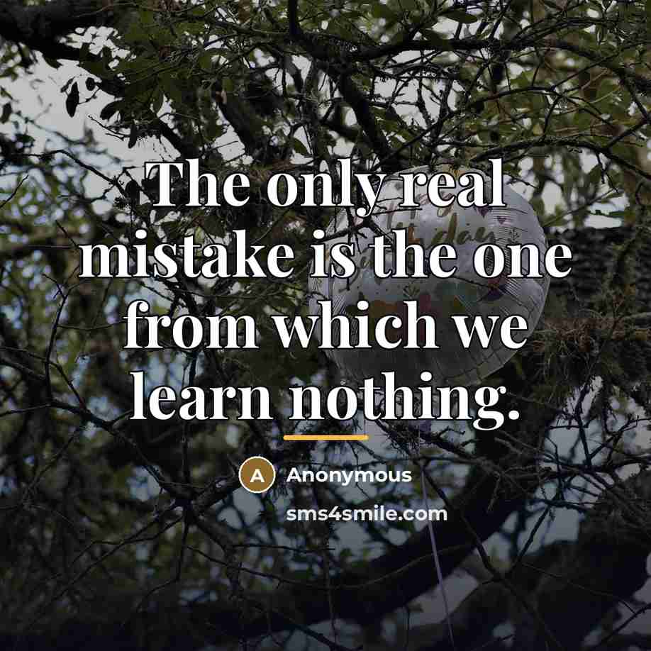 “The only real mistake is the one from which we…” quote by Anonymous