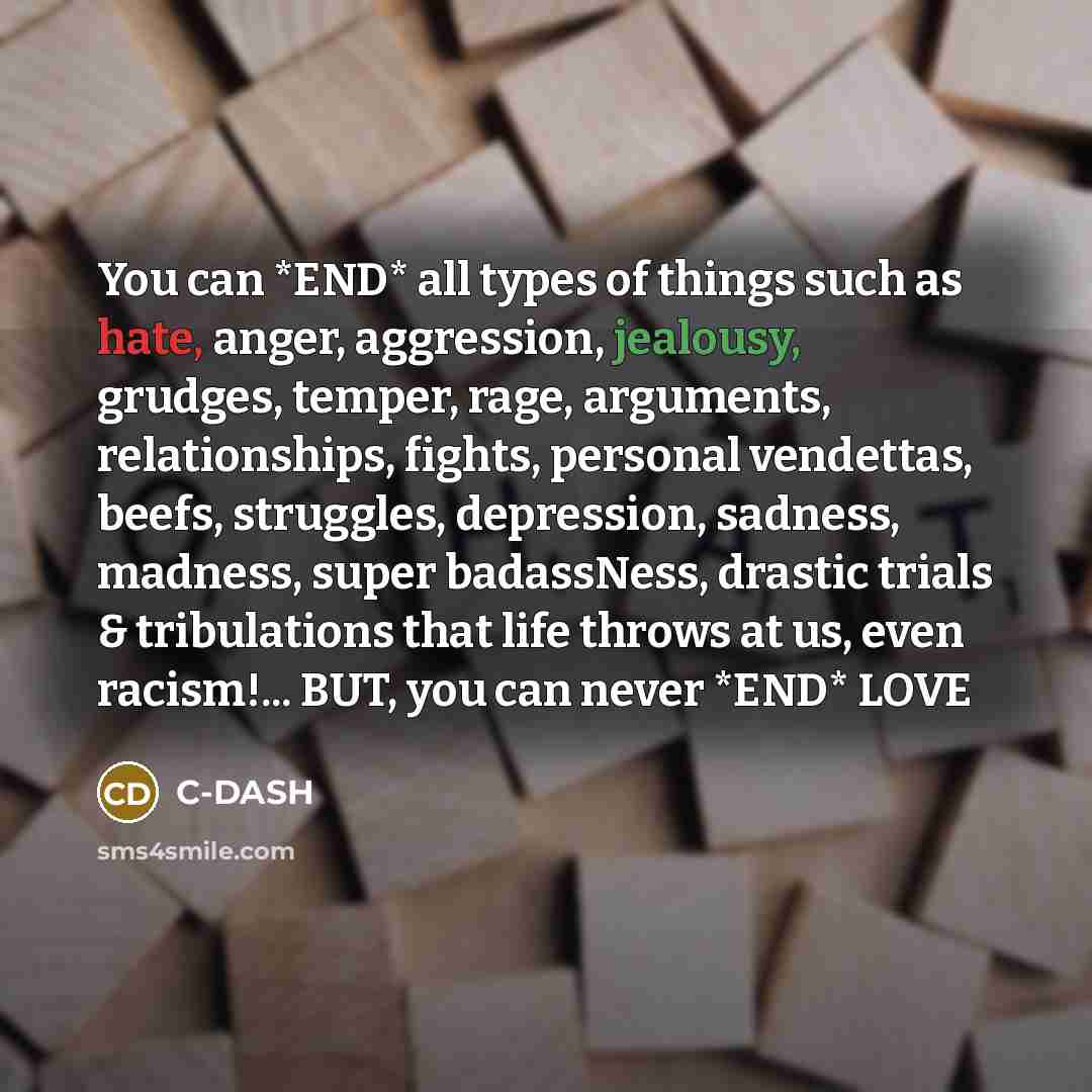 “You can *END* all types of things such as hate,…” quote by C-DASH