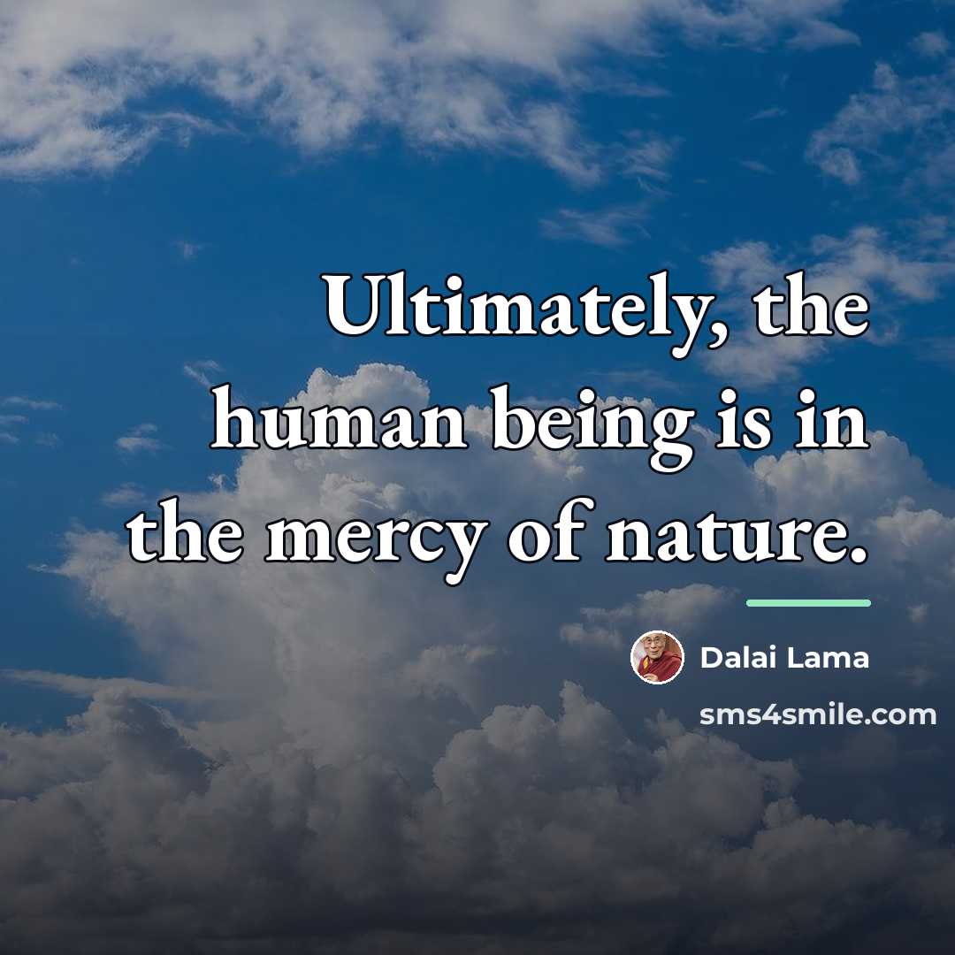 “Ultimately, the human being is in the mercy of nature.…” quote by Dalai Lama