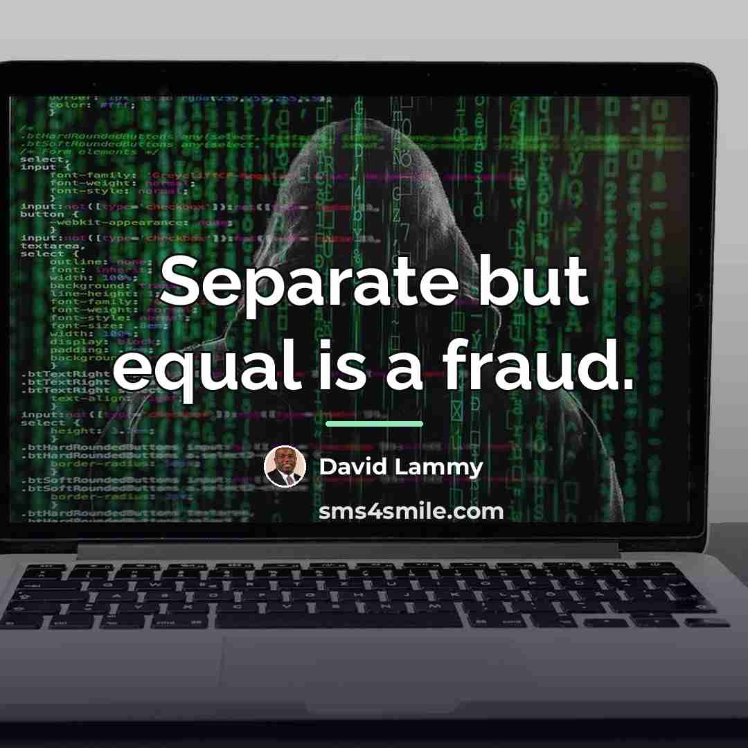 “Separate but equal is a fraud.…” quote by David Lammy