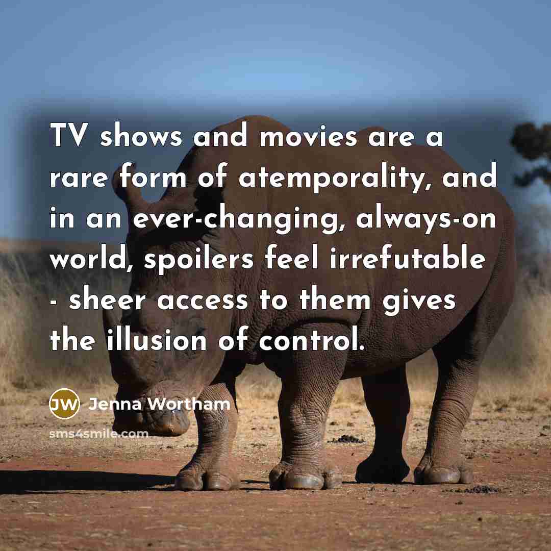 “TV shows and movies are a rare form of atemporality,…” quote by Jenna Wortham