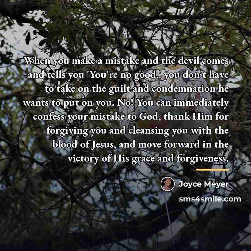 “When you make a mistake and the devil comes and…” quote by Joyce Meyer