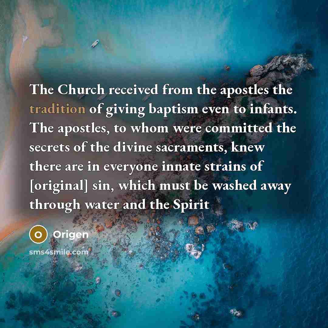 “The Church received from the apostles the tradition of giving…” quote by Origen