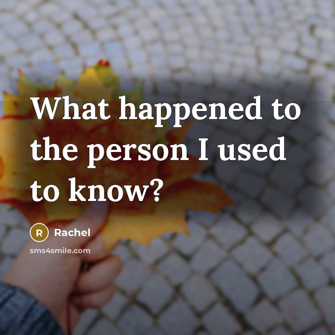 “What happened to the person I used to know?” quote by Rachel