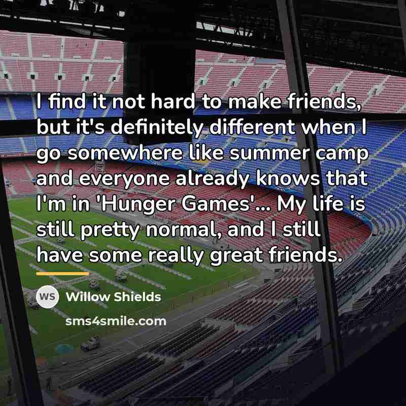 “I find it not hard to make friends, but it's…” quote by Willow Shields