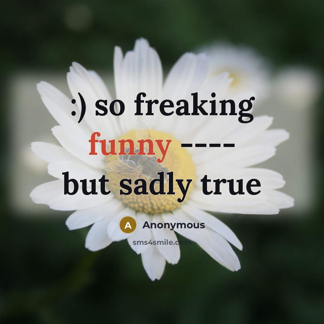 “:) so freaking funny ---- but sadly true” quote by Anonymous