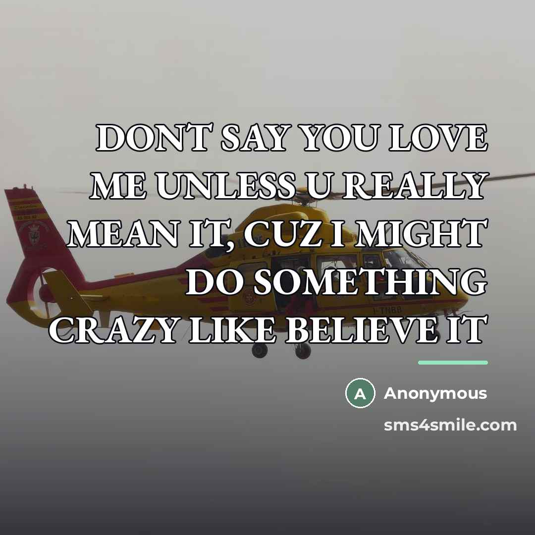 “DONT SAY YOU LOVE ME UNLESS U REALLY MEAN IT,…” quote by Anonymous