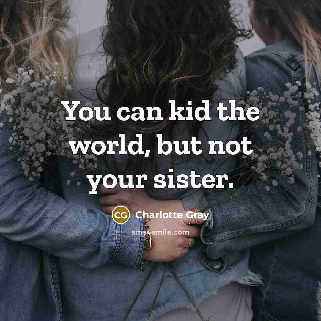 “You can kid the world, but not your sister.…” quote by Charlotte Gray