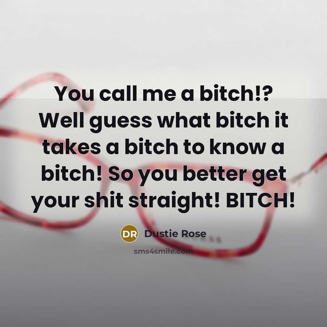 “You call me a bitch!? Well guess what bitch it…” quote by Dustie Rose