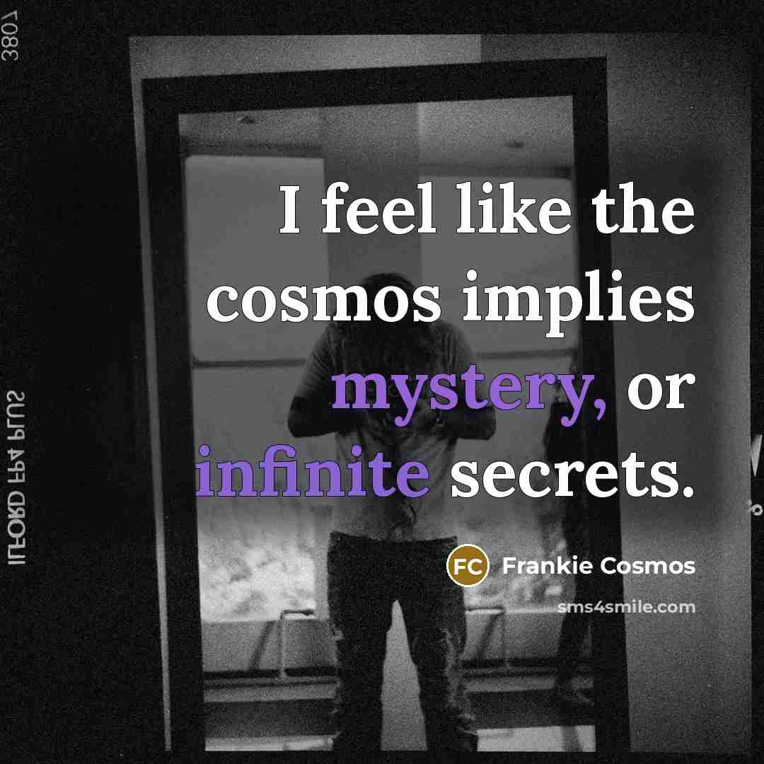 “I feel like the cosmos implies mystery, or infinite secrets.…” quote by Frankie Cosmos