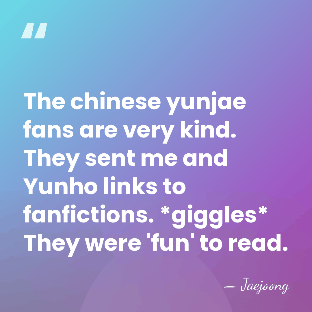 The chinese yunjae fans are very kind. They sent me and Yunho&hellip; - Jaejoong