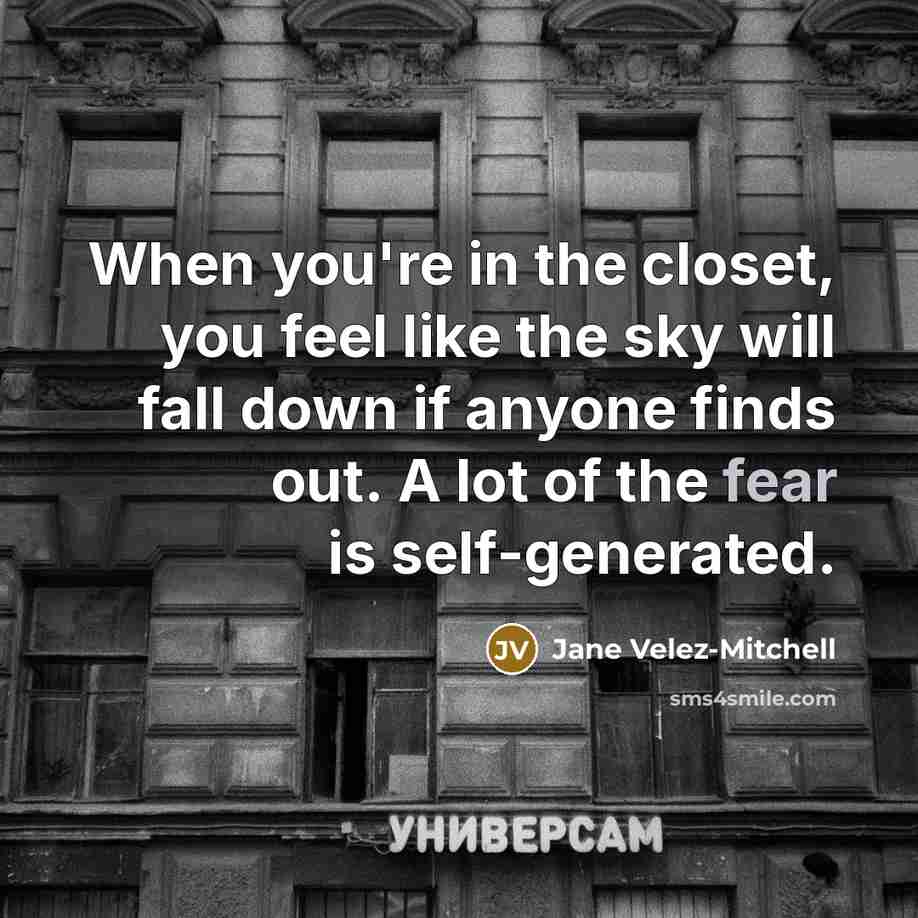“When you're in the closet, you feel like the sky…” quote by Jane Velez-Mitchell