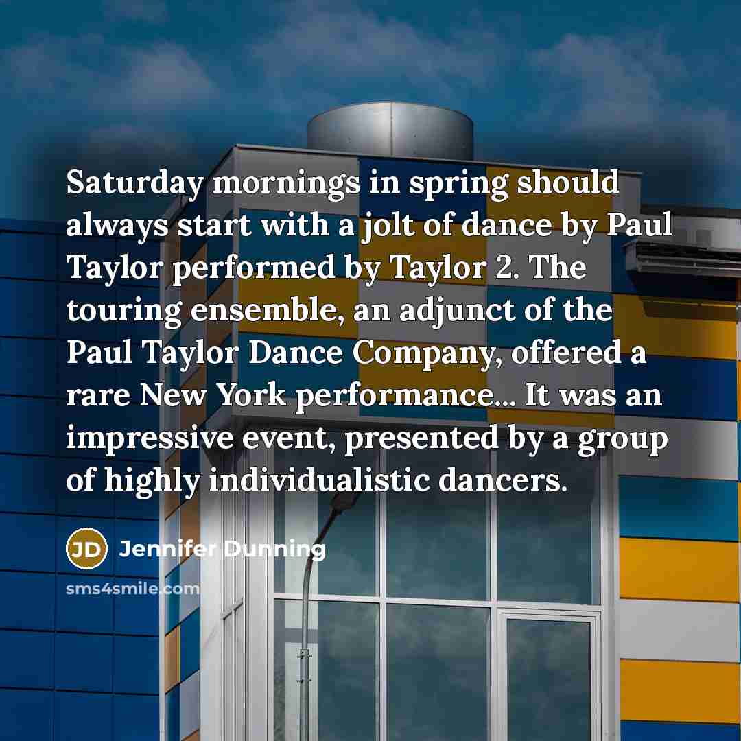“Saturday mornings in spring should always start with a jolt…” quote by Jennifer Dunning