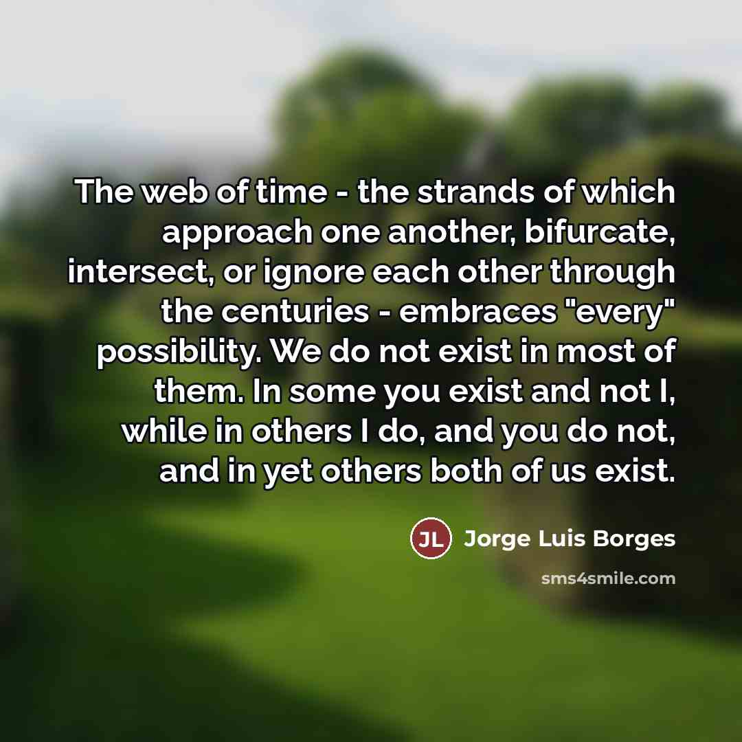 “The web of time - the strands of which approach…” quote by Jorge Luis Borges