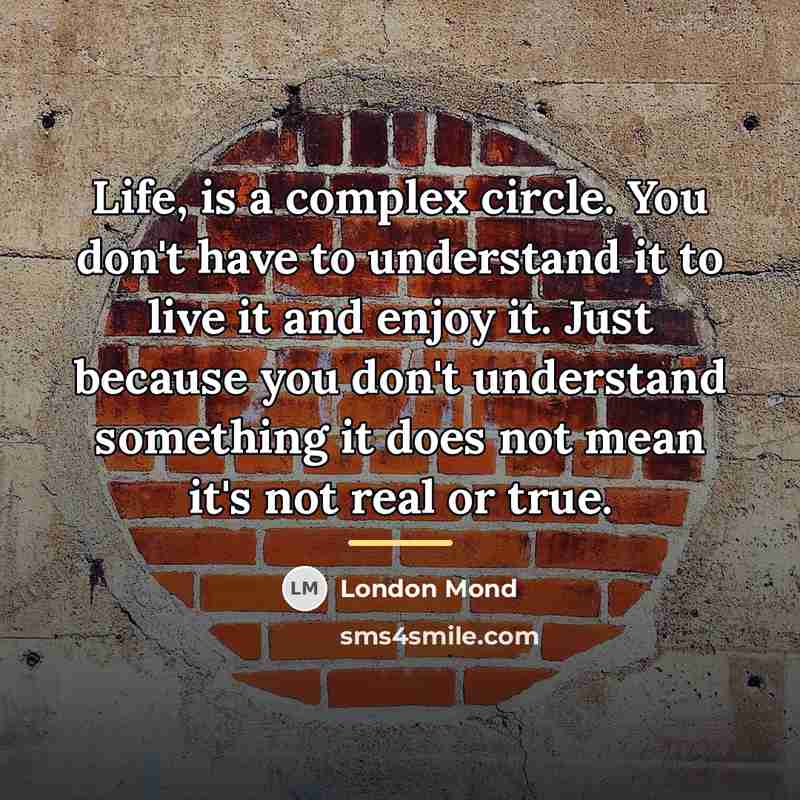“Life, is a complex circle. You don't have to understand…” quote by London Mond
