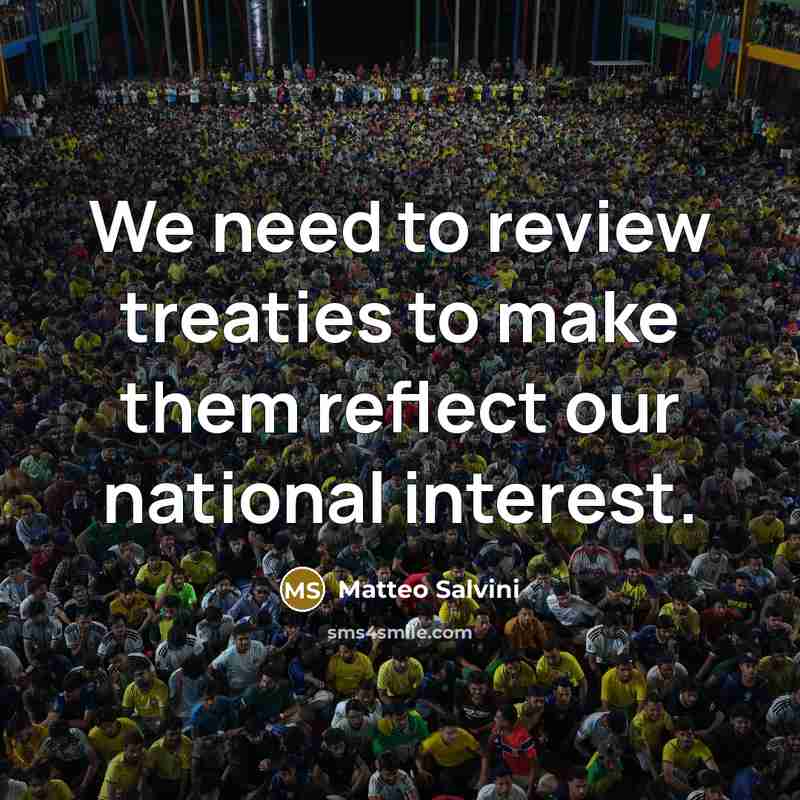 “We need to review treaties to make them reflect our…” quote by Matteo Salvini