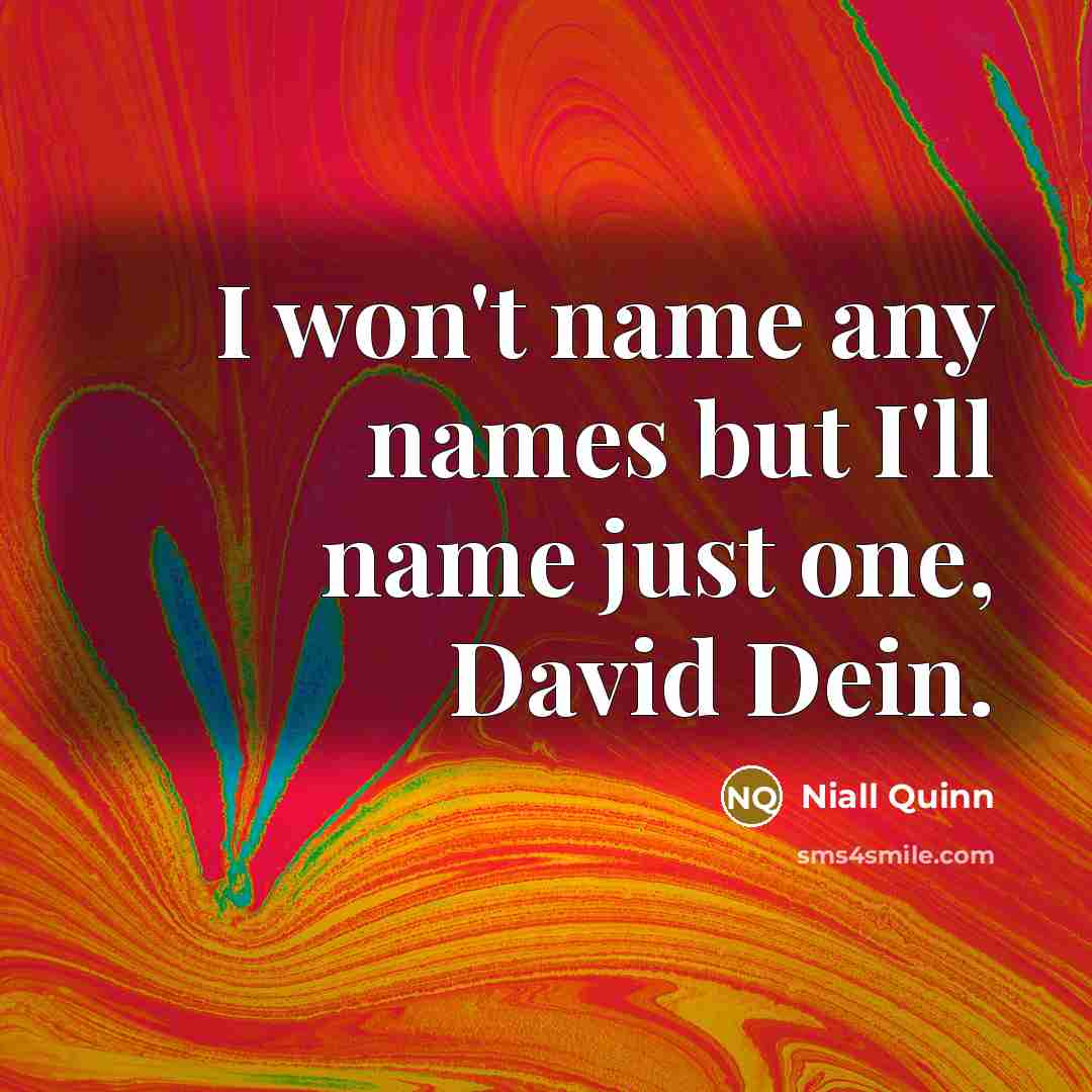 “I won't name any names but I'll name just one,…” quote by Niall Quinn